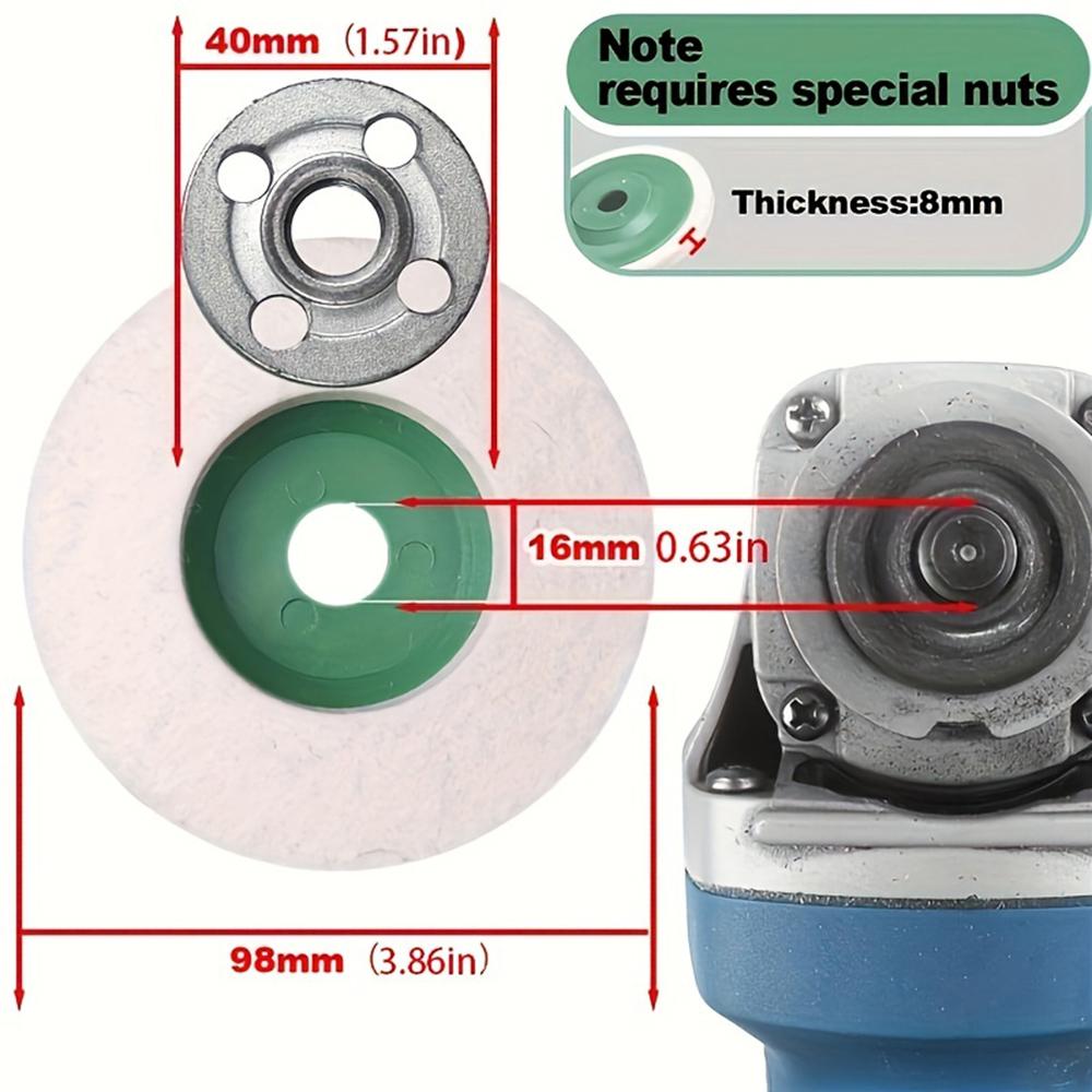 10Packs 4"x5/8" Coarse Wool Felt Polishing Wheel Disc Pads Kit for Angle Grinder for Metal, Marble, Furniture, Car Wax, Granite