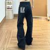 Dark Polka Dot Straight Leg Jeans Women 2026 Premium Black Denim Pants Trendy