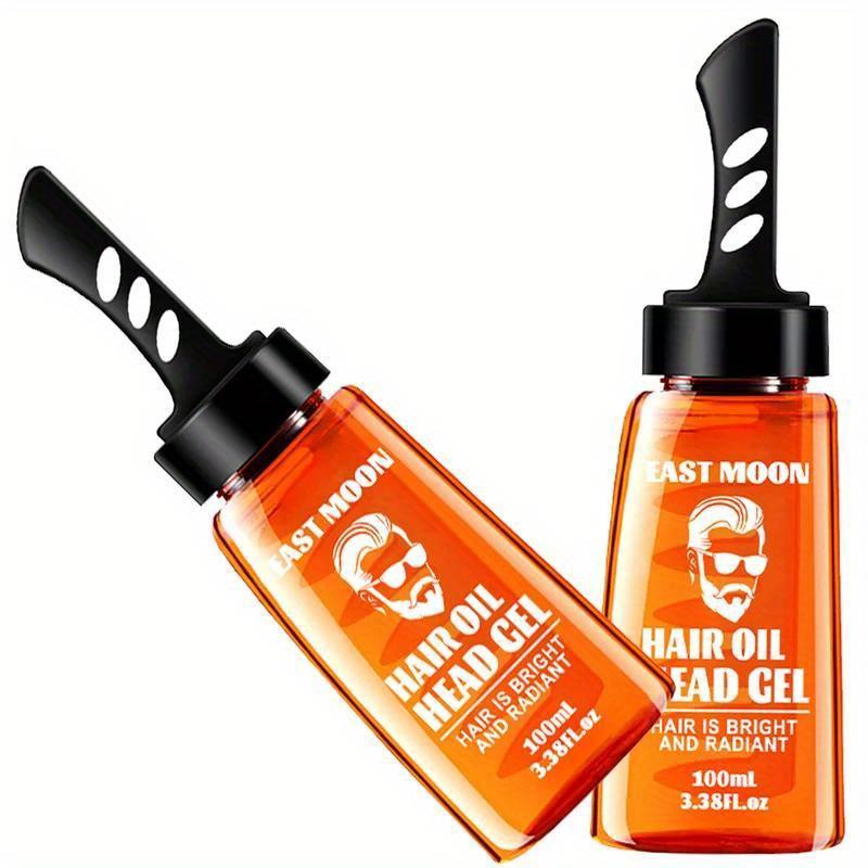 100 ml Zwei-in-Eins-Haaröl, Kopfgel-Creme, breiter Zahnkamm, Vintage-Ölkopf, großer Hinterkopf, Haarkamm, Wachs-Styling, feuchtigkeitsspendende, dauerhafte Fixierung für Männer