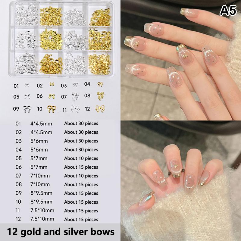 12 Grids 3D Nails Charms Mixed Special-Shaped Diamonds Flat Bottom Diamonds Pearl Sequins Butterfly Diy Manicure Parts
