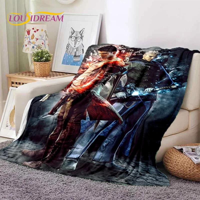 3D D-Devil May Cry DMC Game Cartoon Soft Flannel Blanket for Beds Bedroom Sofa Picnic,Throw Blanket for Outdoor Leisure Nap Gift