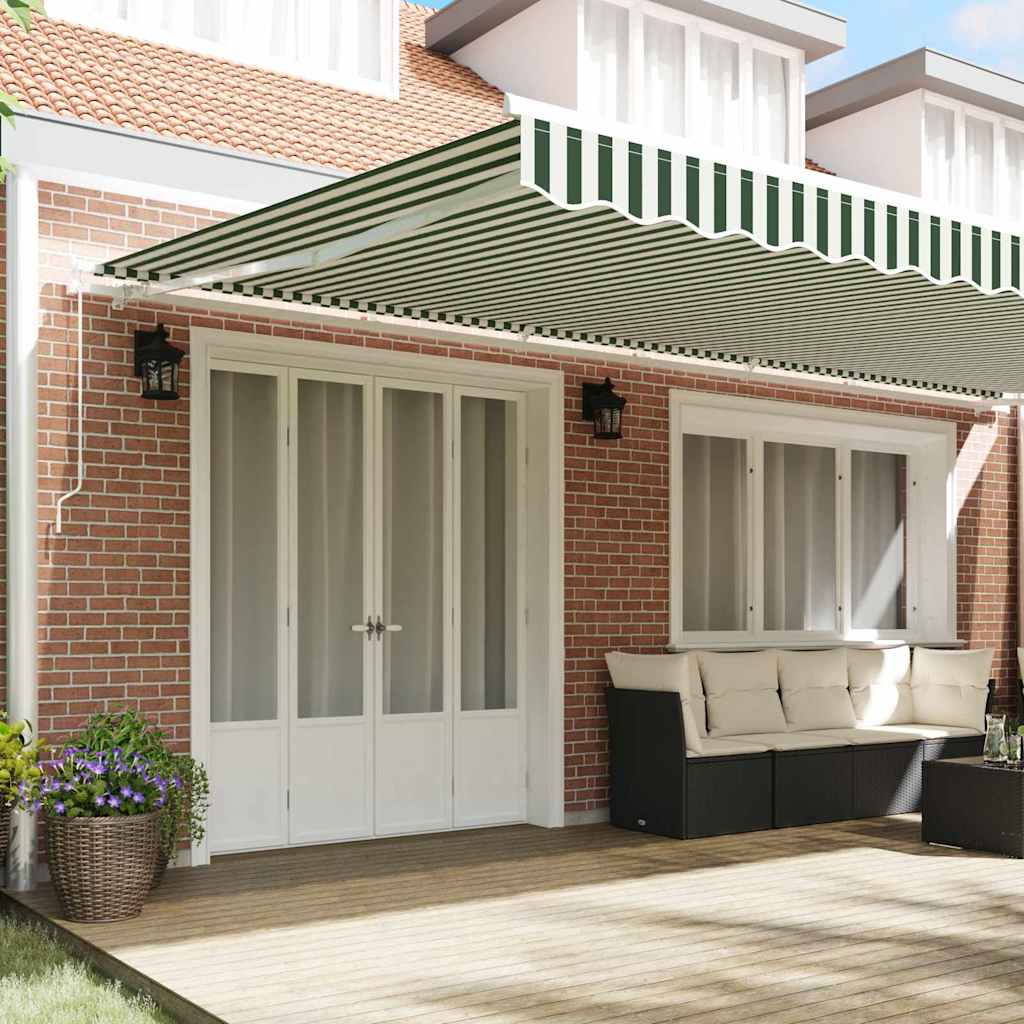 Retractable Awning Green and White 600 X 300 Cm
