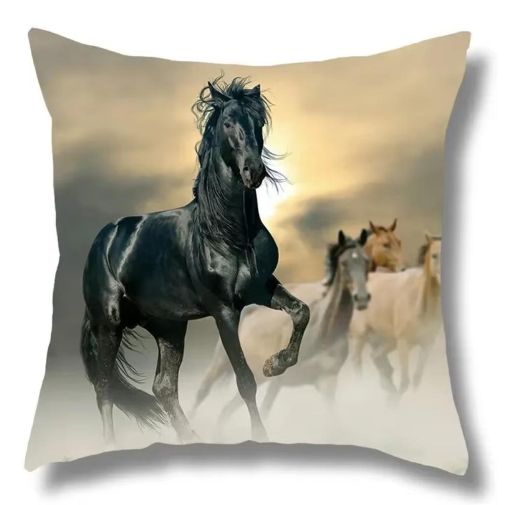 Horse Pattern Home Decoration Pillow Cover Polyester Fiber Cushion Cover Living Room Sofa Cushion Cover