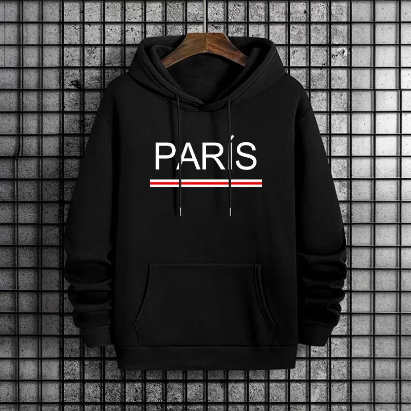 Male Casual Trendy Pullover Hoody Autumn Winter Outerwear Paris Fashion Men Hoodies 2025 Hip Hop Streetwear Hooded Sweatshirt