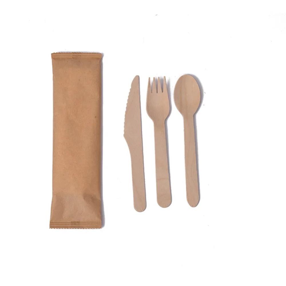 160mm Birch Disposable Wooden Cutlery Set - Alternative To Plastic, Eco Friendly, Biodegradable, Compostable Cutlery