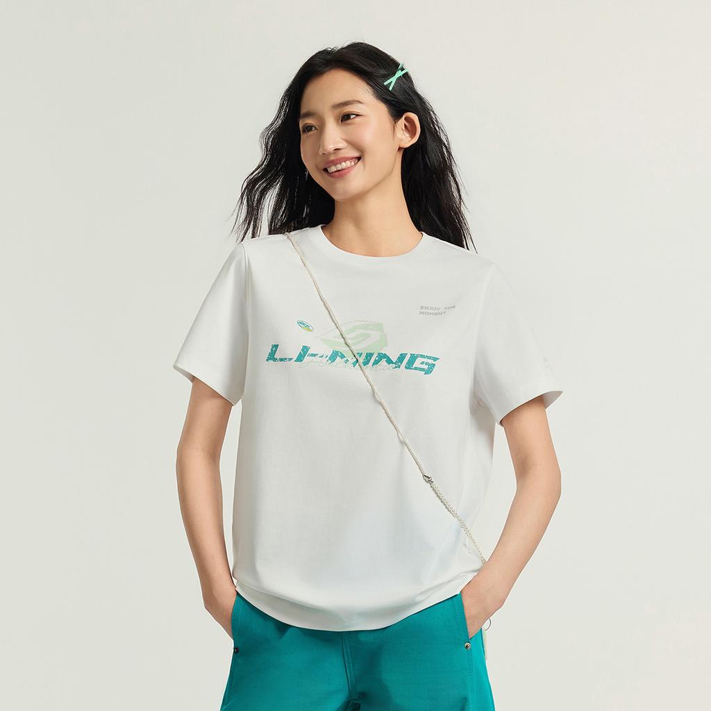 Li-Ning Quick-Drying Cool Round Neck Letter T-Shirt Women tops ATSW276-8