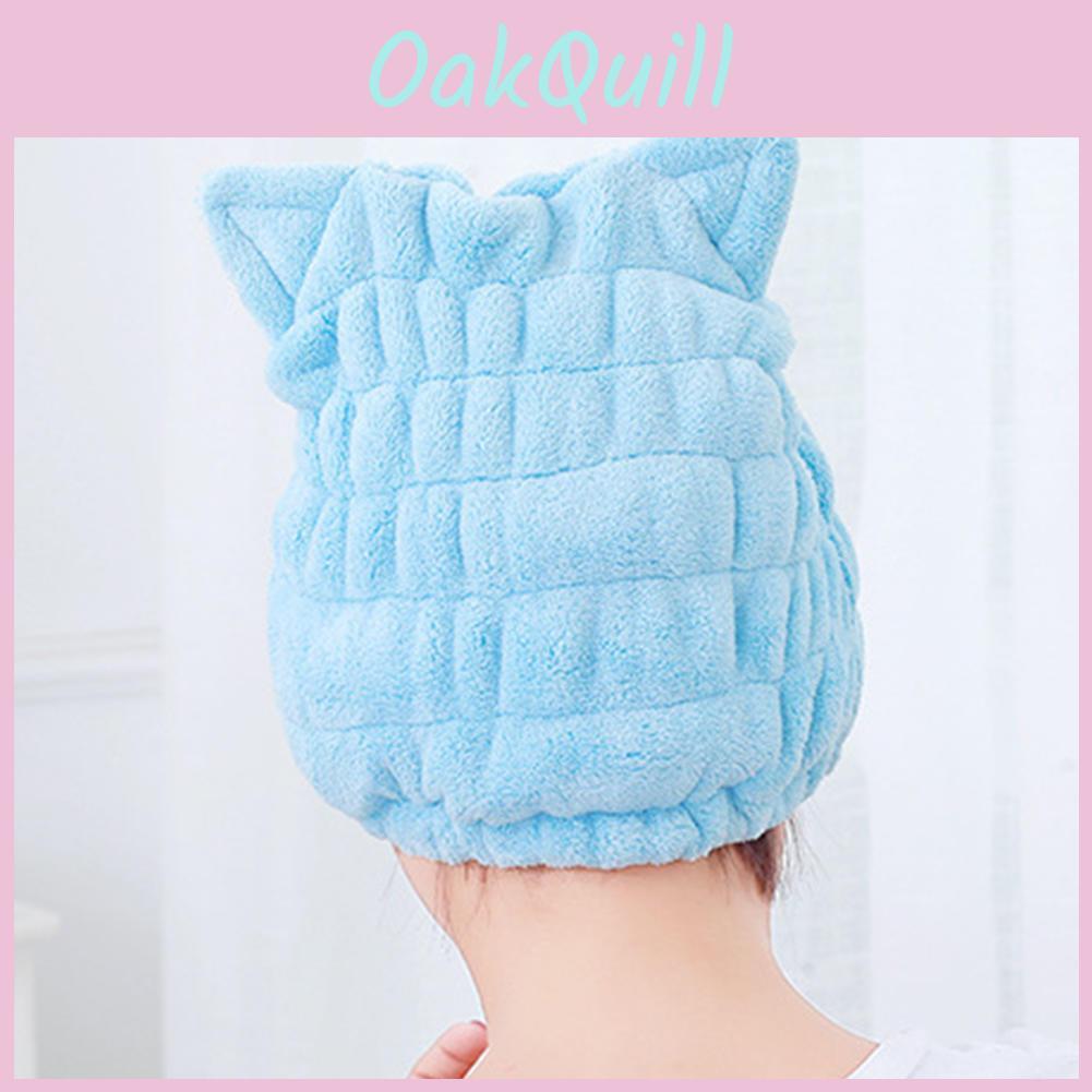 Adjustable Hair Drying Cap Hair Wrap Towel With Playful Cat Ears Detail**