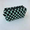 Colorful Checkerboard Plush Clutch Makeup Bag Large Capacity Cosmetic Storage Bag Skincare Organizer Toiletries Bag