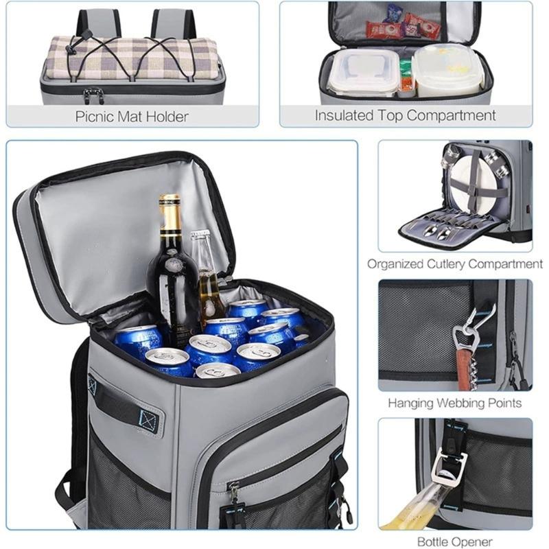 Thermoisoliertes Lunch-Tasche mit verstellbaren Trägern Kaltlagerung für Wandern Fitness Reisen Auslaufsicher Picknicks Kühltaschen Rucksäcke