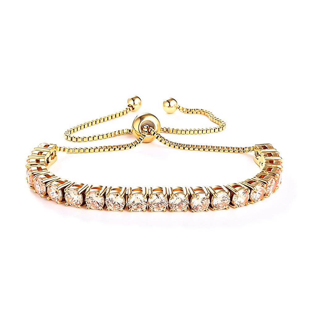 Elegant 4mm Zircon Women's Adjustable Stainless Steel Bracelet