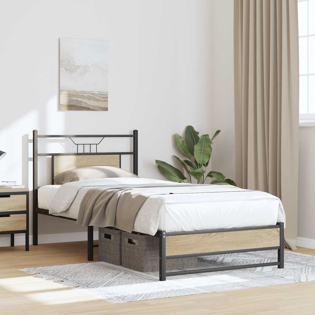 Bed Frame without Mattress Sonoma Oak Finish 80 x 200 cm Wood Based Material