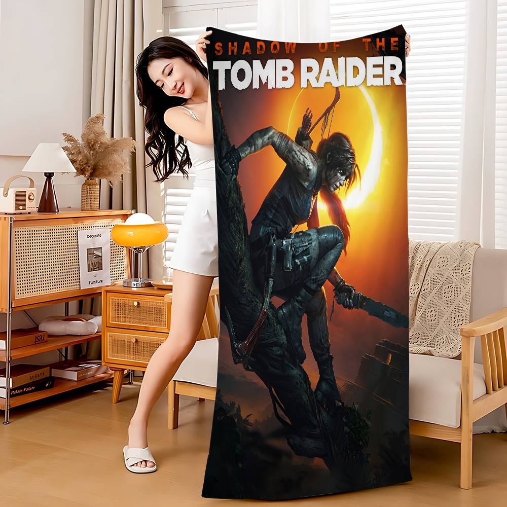 Tomb Raider Anime Microfiber Beach Towel Absorbent Quick dry Soft Yoga Swimming Resort Mountain Climbing Towel