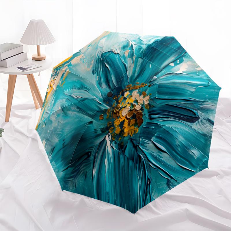 1 PC Automatic Folding Umbrella - Beautiful flowers Pattern, Portable & Foldable Design with 8 Ribs, Christmas Birthday Gifts
