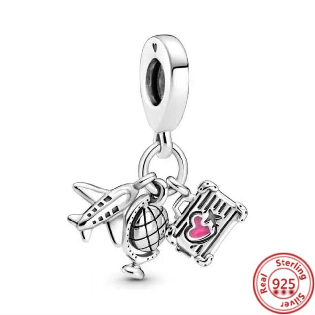 925 Silver Love Collection Beaded Pendant Charm Accessory Bracelet Women 'S Diy Jewelry