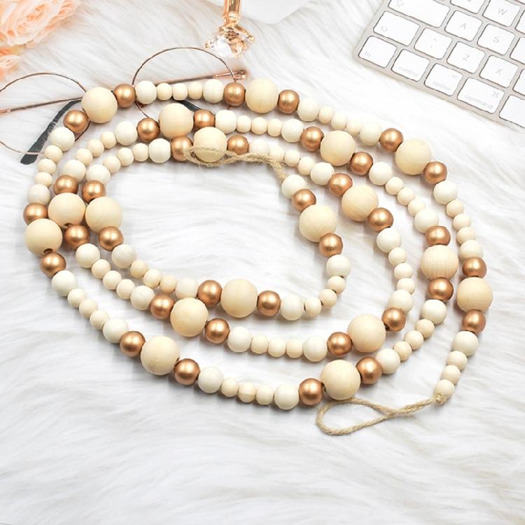 Wooden Bead Christmas Garland 7.41ft Long Festival Tree Decoration For Mantels Staircase Holiday Party Centerpieces