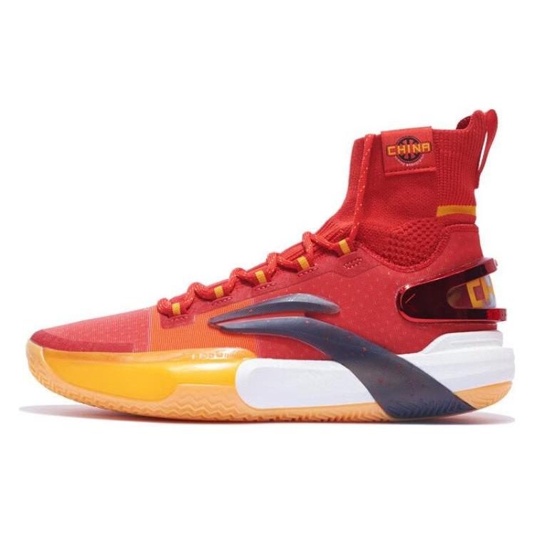 New LiNing Speed 9 Ultra Cushioning Anti Slip And Wear Resistant High Top Basketball Shoes Bright Neon Red ABAT013-6