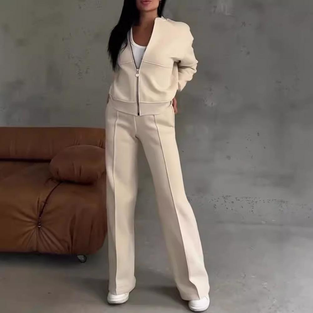 

Весенний женский костюм Женский однотонный свитер-жакет Повседневный костюм с прямыми брюками XS абрикосовый