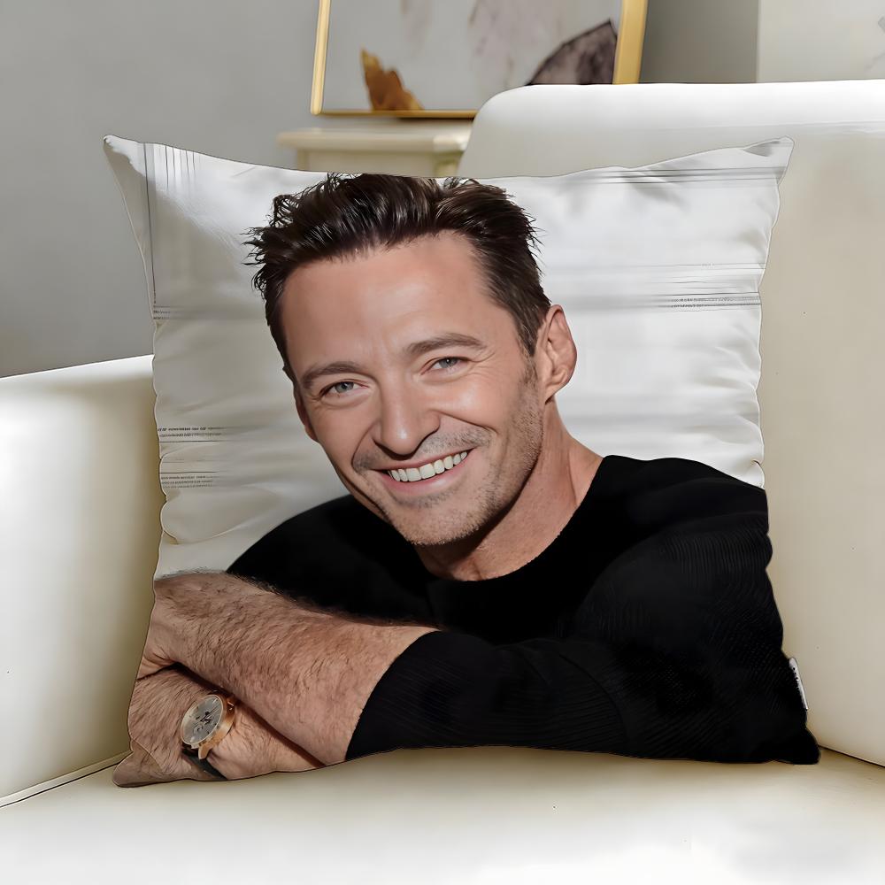 popular actor Hugh Jackman Cushion Cover Soft  EasyWash Pillow Case  Versatile for Couch Bed Travel and Office
