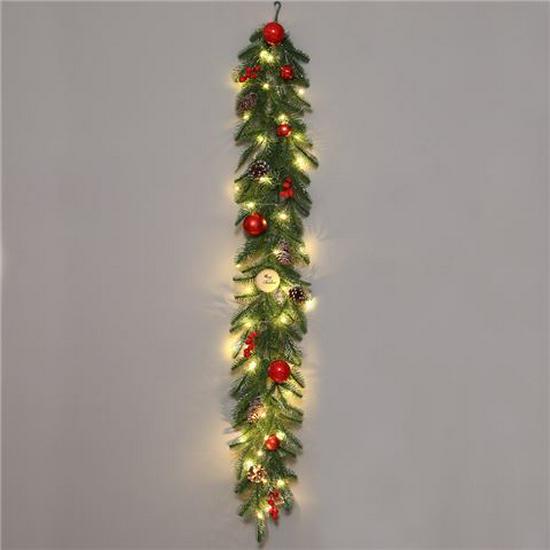 50CM Christmas Wreath & 2.7M Garland Set - Festive Door & Wall Decor