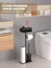 Floor-to-ceiling Toilet Brush Holder with Toilet Paper Holder Multifunctional Standing Tissue Holder