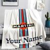 1PC Custom Name Martini Racing Patterned Flannel Blanket Suitable For All Seasons for Home Decor Warmth and Comfort Gifts Holiday Present -HE79