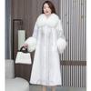 Women's Long Mink Coat with Fox Fur Collar - Casual and Warm Winter Fur Coat