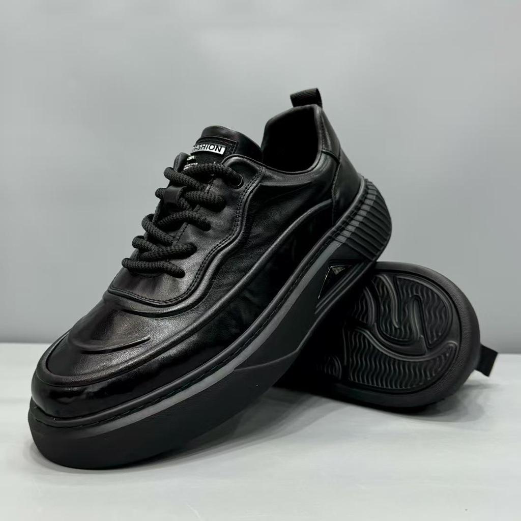 2025 Herren Casual Echtlederschuhe: Jugendlicher Britischer Stil, Sportlicher Business-Look, Weiche Dicke Sohle