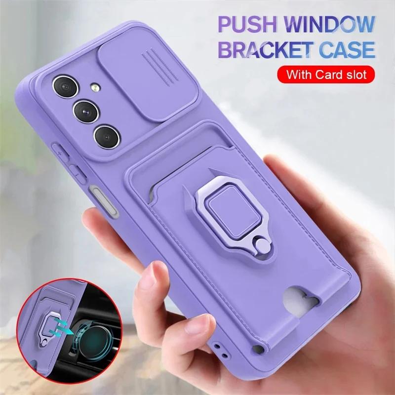 Ring Holder Card Slot Case For Samsung Galaxy A55 A54 A34 A24 A14 A35 A25 A15 A73 A53 A33 A23 A13 A72 A52 A32 A22 A71 A51 Cover
