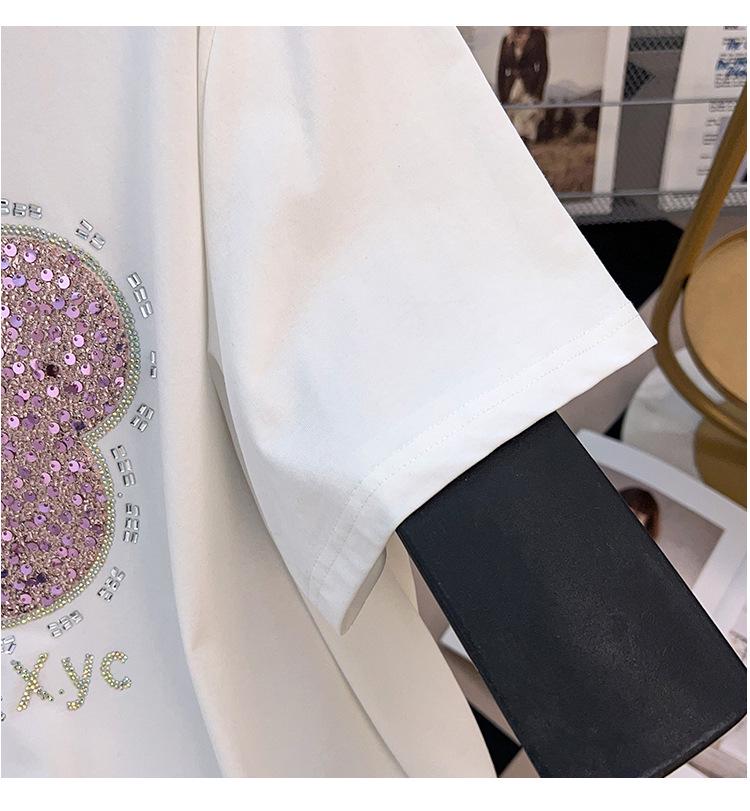 Women's Plus Size Loose-Fit Short-Sleeve Mid-Length T-Shirt (200-350 Jin)