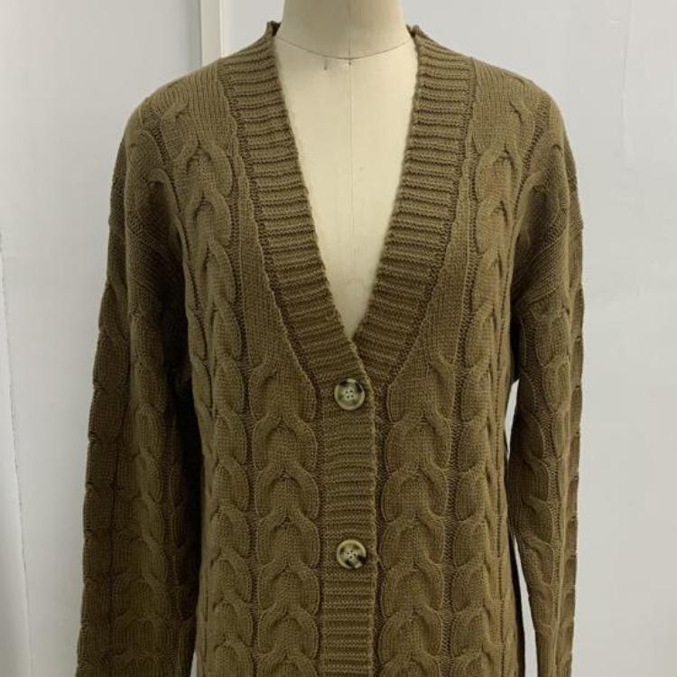 Women Stylish Autumn Winter Mid Length Relaxed Fit Cardigan Sweater Jacket Buttons Closure Streetwear Clothes