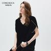 Komengboka 2026 S/S Silk Velvet Ruffled T-shirt