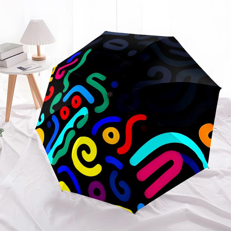 1pc Abstract Patterns Automatic Open 8-Rib Windproof Umbrella, Travel & Commuting, Suitable for All Seasons, Lightweight Portable,002
