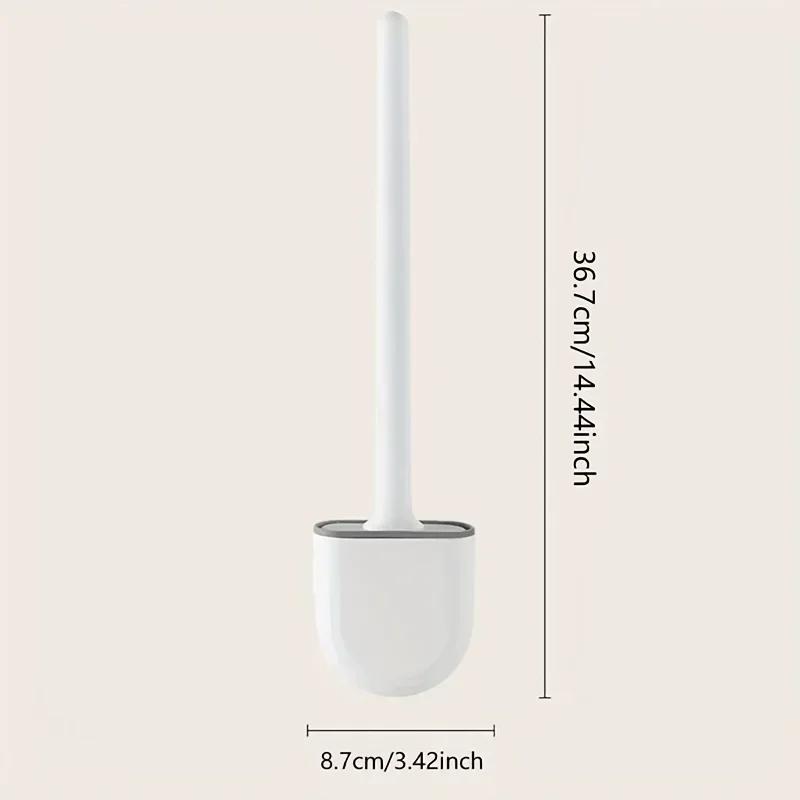 1/3 set of toilet brush and bracket set, circular grip detachable handle, wall mounted silicone toilet brush