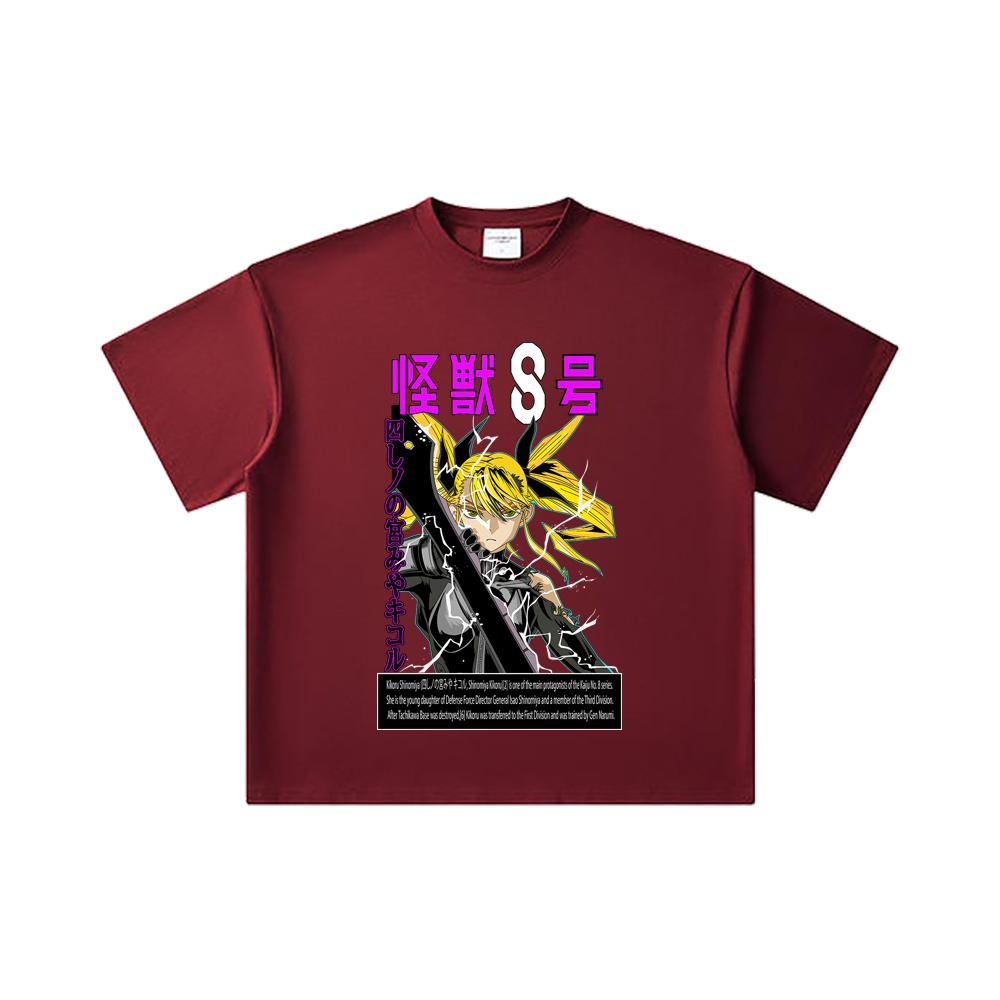 

260 GSM Double Yarn 32 Count 100% Cotton Kaiju No 8 V14 Kikoru Print Unisex Heavy Cotton T Shirt 2XL