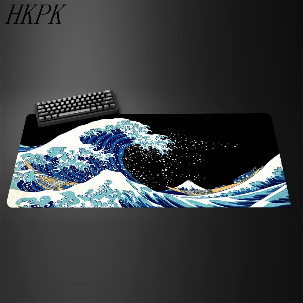 XXL Xcm Black and White Giant Wave Keyboard Game Anime Mouse Pad Nonslip Rubber Art Computer Desk Mat Carpet With Lockedge