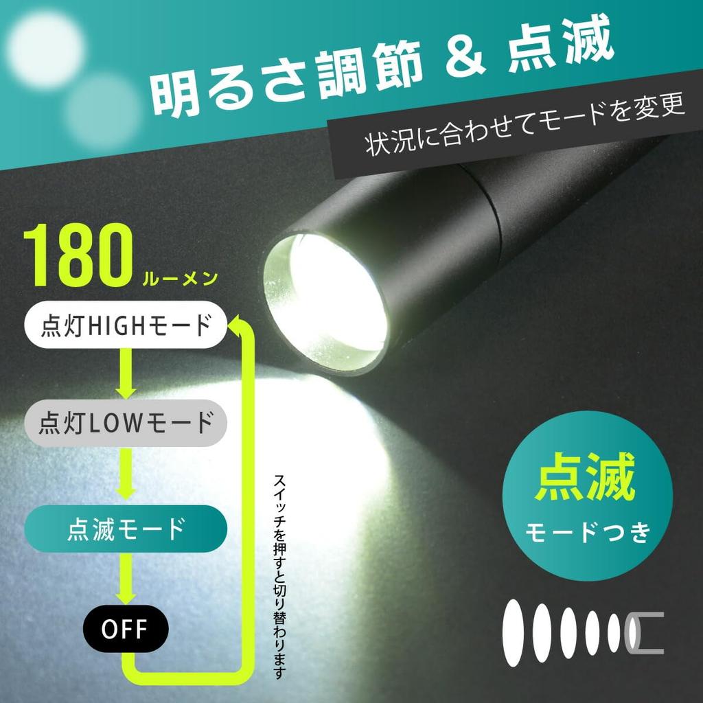 OHM Rechargeable LED 180 and Flashing Functions LH-C18B5 08-1720 Flashlight, Lumens, Zoom, Dimmable,