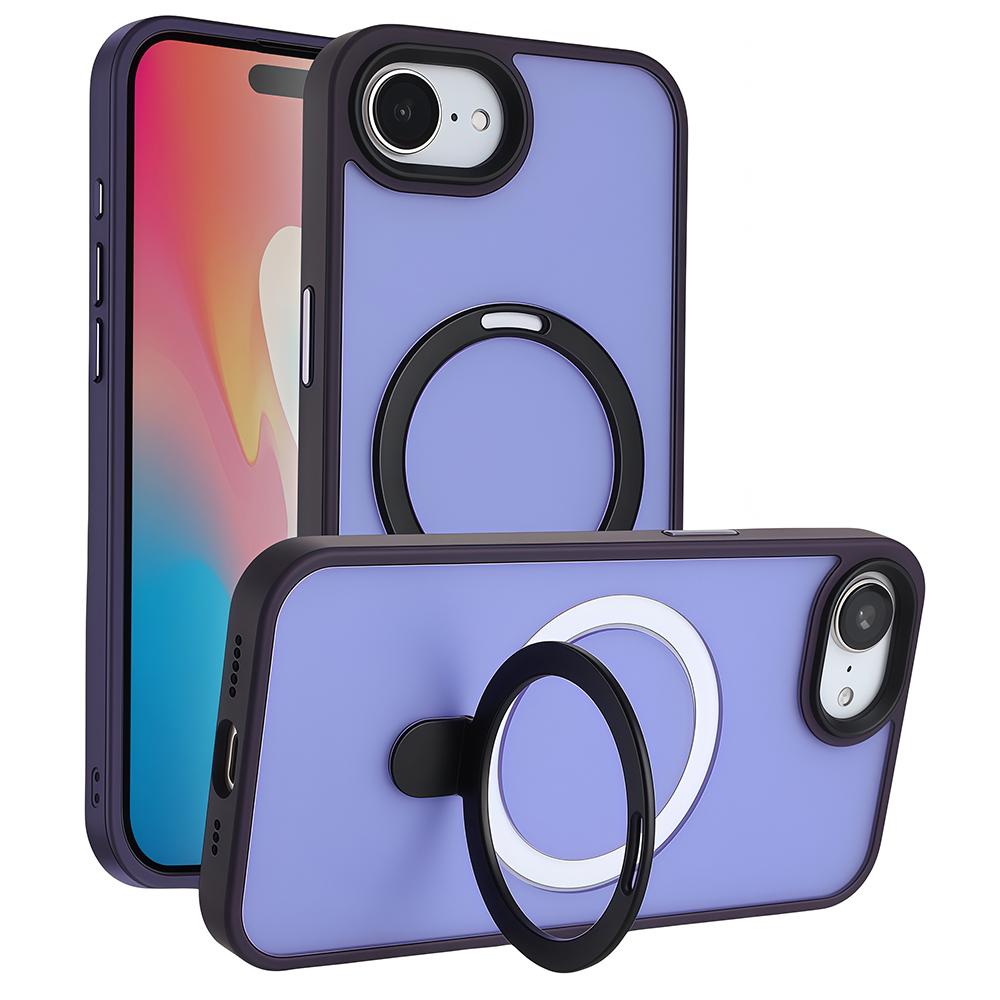 For iPhone 16e Case Compatible with MagSafe TPU+Acrylic Matte Phone Back Cover with Kickstand