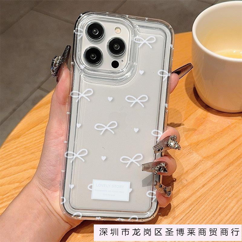 Korean bow for Apple iPhone11/12/13/14/15ProMax mobile phone case 16plus anti-drop