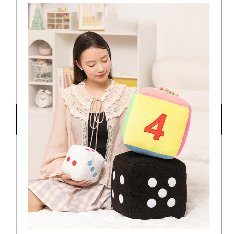 Creative Dice Plush Pillow, Square Number Dot Dice Stuffed Toy, Sofa Decor Cushion Game Prop Universal Multi-Color