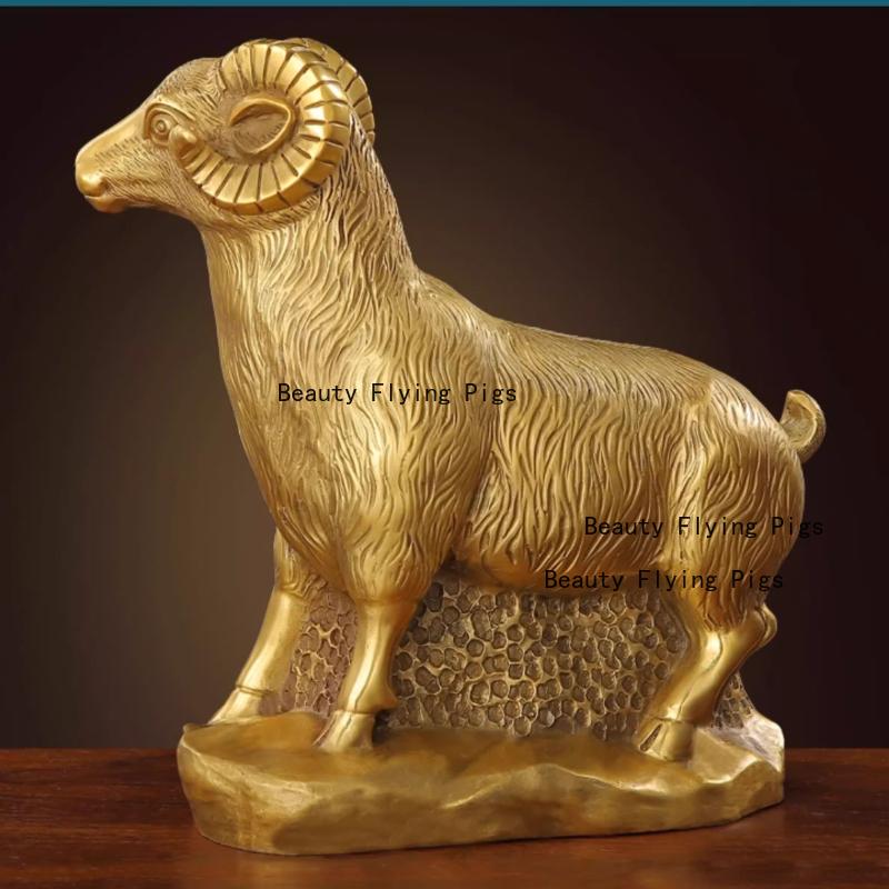1pc Metal Sheep Ornament Home Decoration Metal Animal Handicrafts Desktop Animal Ornaments Chinese Zodiac Sheep Sculpture