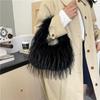 Women Plush Small Purse Soft Luxury Tote Handbag Faux Fur Fluffy Wrist Bags Girls Winter Daily Crossbody Shoulder Bag