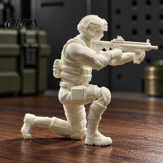 Special Warfare Action Figure 3D Printed Forces Soldier Figurine, Kneeling Tactical Model, DIY Paintable Blank Tabletop Decor, Gift for Military