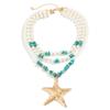 Exaggerated Gravel Starfish Multi-layer Necklace Female, Personalized Beach Vacation Lava Star Item