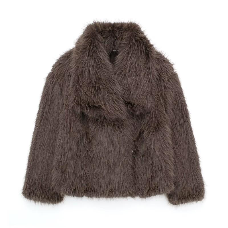 ZA Womens Thick Faux Fur Coat Winter Warm Fluffy Jacket Daily Wear