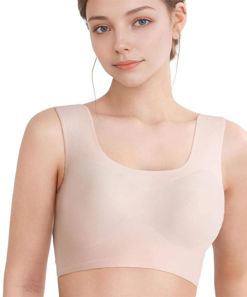 Gokochi Wireless Bra by Uplifting Bra CGG571 BE L Wacoal, Non-sticky, Quick-drying, Breathable, Bustline, Half-Top Top,