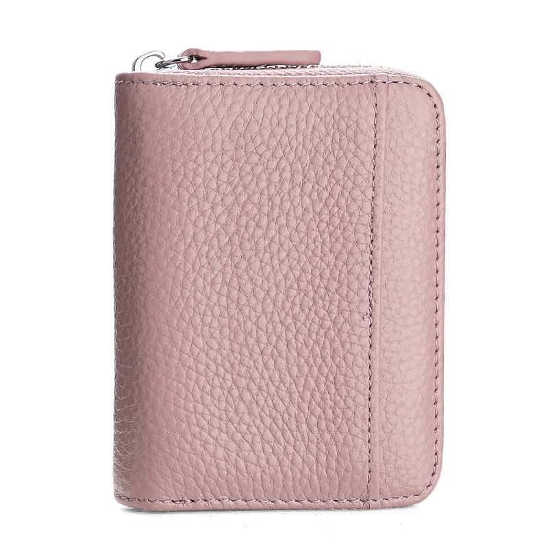 Women's Genuine Leather Zipper Card Holder - Anti-Demagnetization Multi-Slot Accordion Style