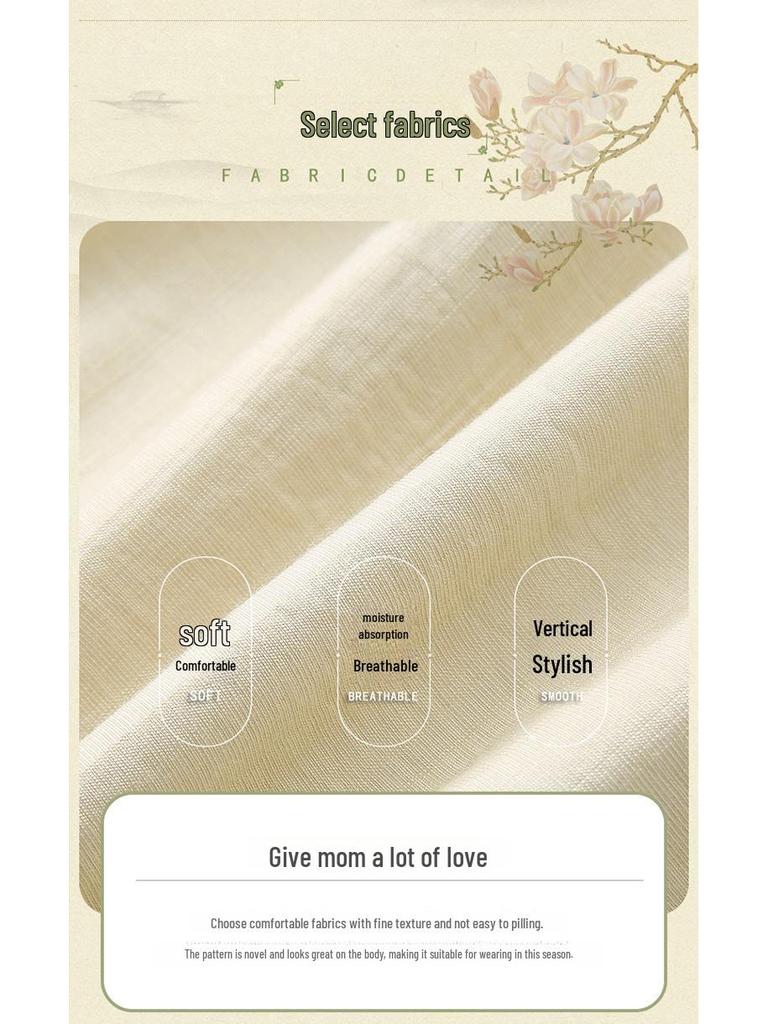 Women's Cotton-Linen Wide-Leg Mom Pants - Summer Lightweight, Loose-Fit, Nine-Point Length