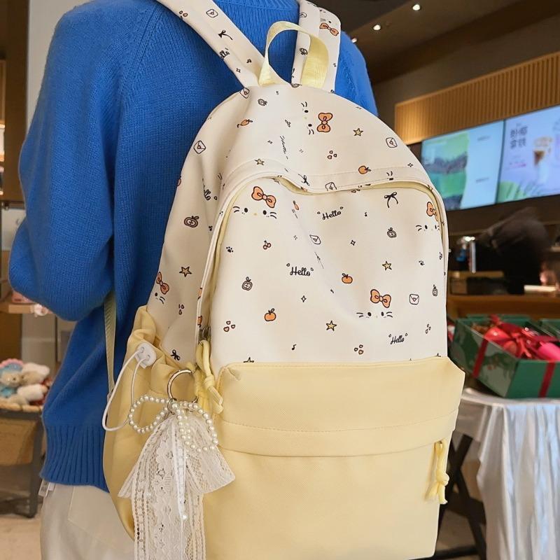 New Highvalue Japanese Fresh and Sweet Literary and Cute Cartoon Backpack Junior High School Students Lightweight Travel Backpack