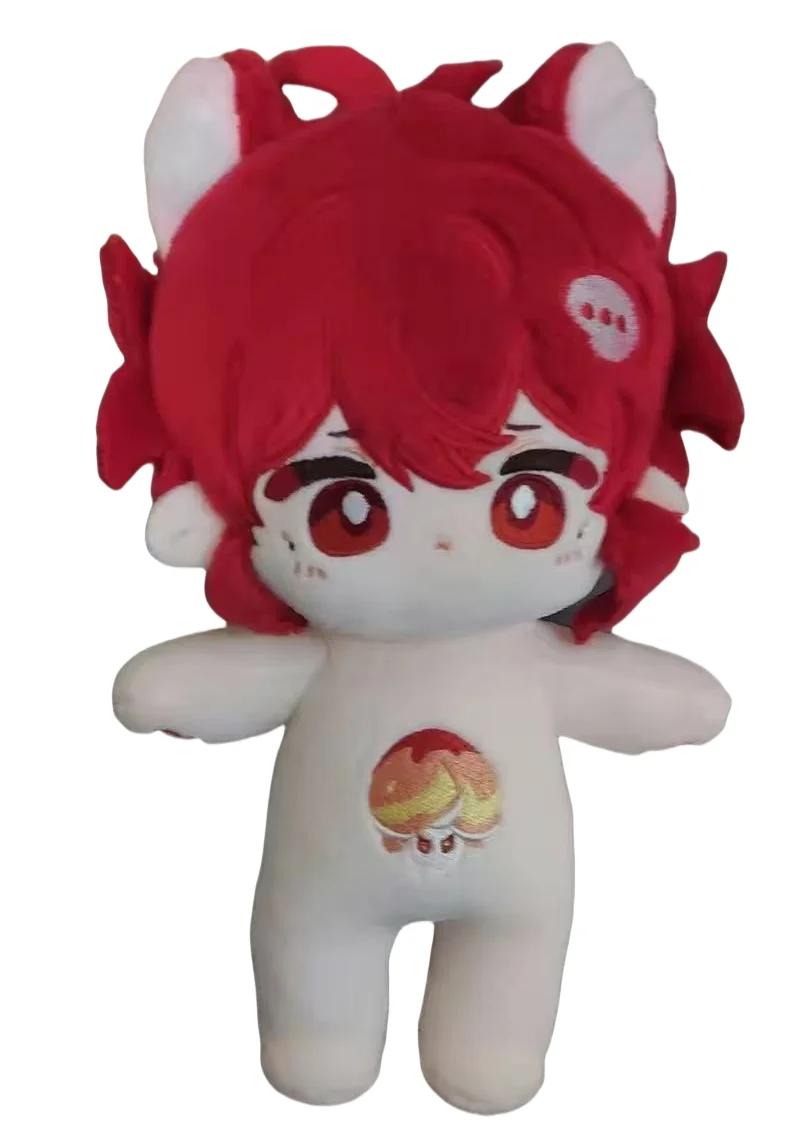 20cm Genshin Impact Diluc Plüschfiguren Weicher Plüsch Cosplay Verkleidungspuppe Körper Ohren Kinder Weihnachtsgeschenke no Skeleton gray