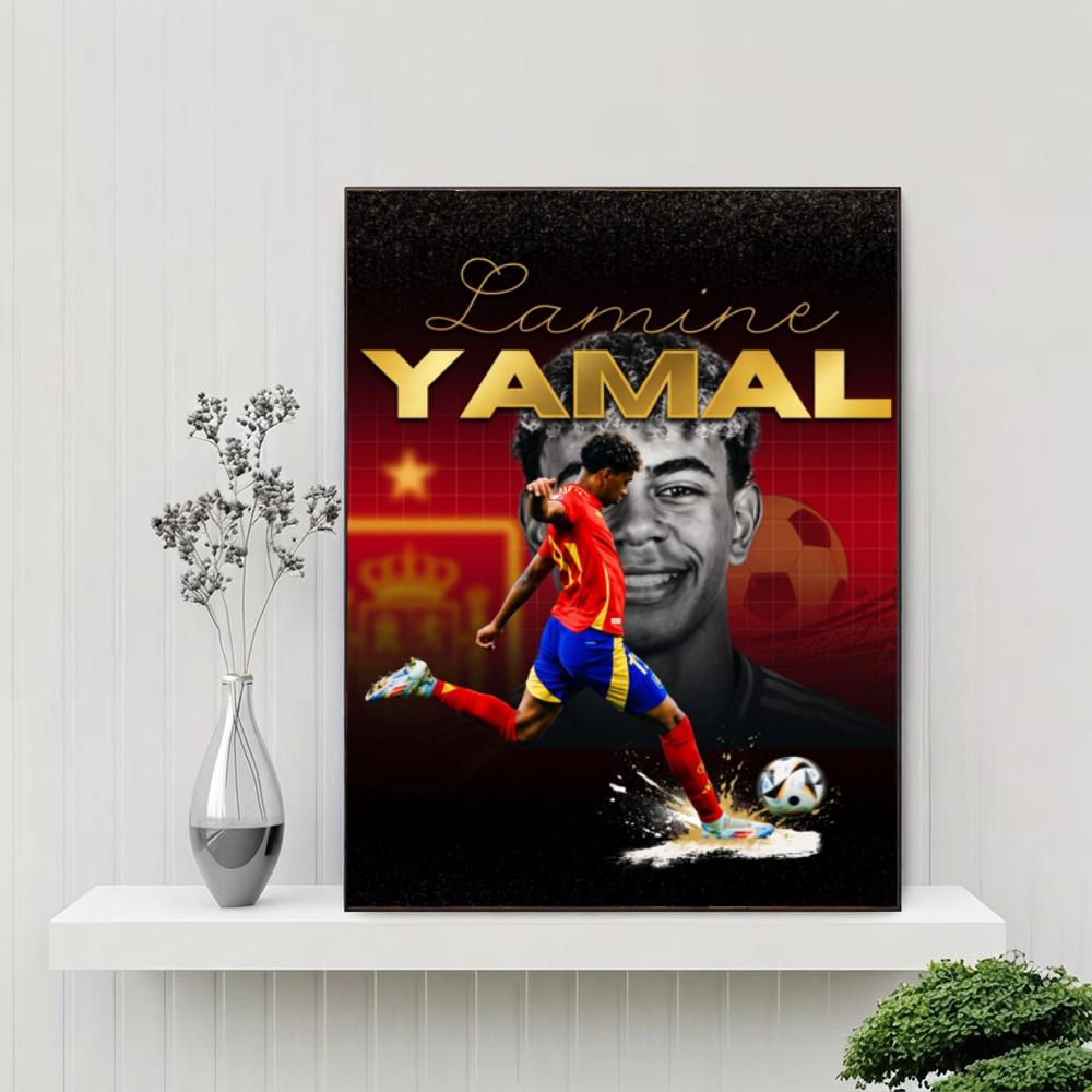 Lamine Yamal 19 Football Star 5D Diy Diamond Painting Round Diamond Diy Frameless Holiday Artwork Suitable For Home Office Wall Decoration